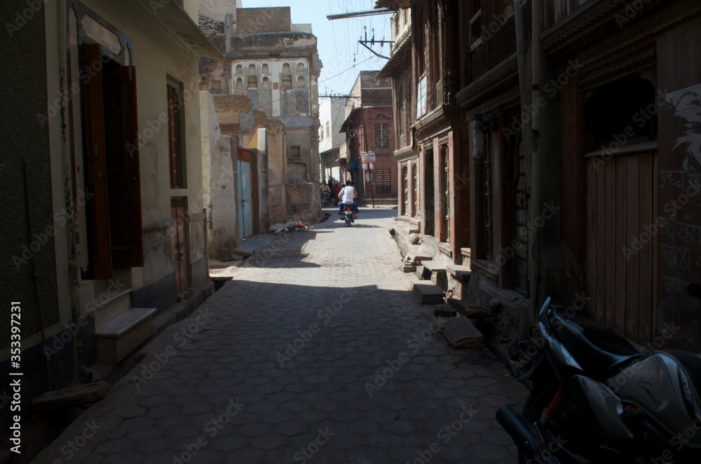 narrow street in India