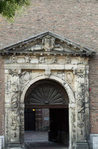 Medieval door of the historic city hall of Nijmegen, the Netherlands