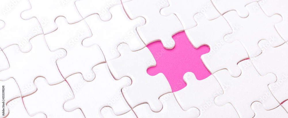 Missing piece of puzzle on white background Missing piece of puzzle on white background