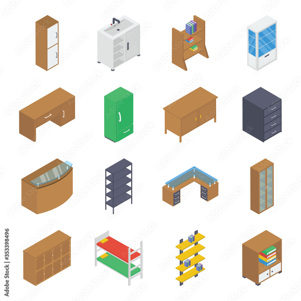 

Household Furniture Isometric Vectors Pack 
