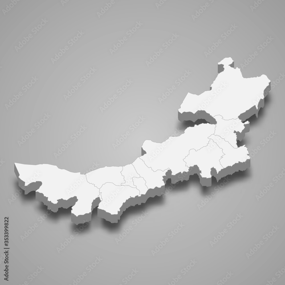 Obraz premium inner mongolia 3d map province of China Template for your design
