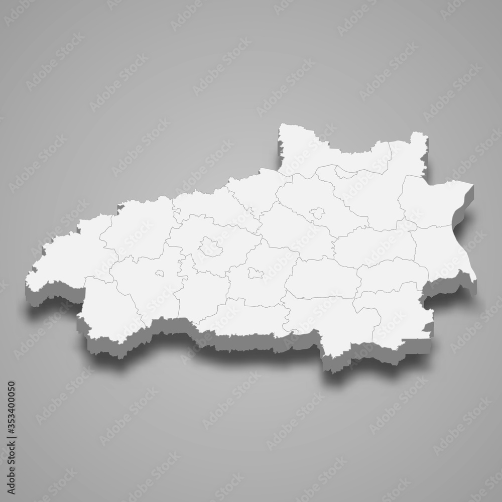 Ivanovo Oblast 3d map region of Russia Template for your design