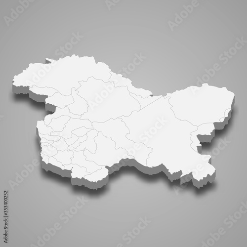 jammu and kashmir 3d map state of India Template for your design
