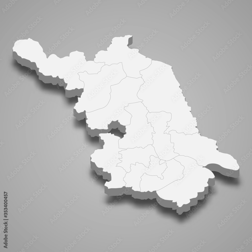 Jiangsu 3d map province of China Template for your design