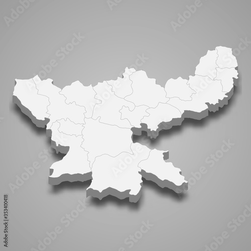 jharkhand 3d map state of India Template for your design