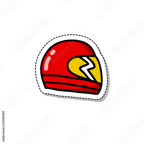 motorcycle helmet doodle sticker icon
