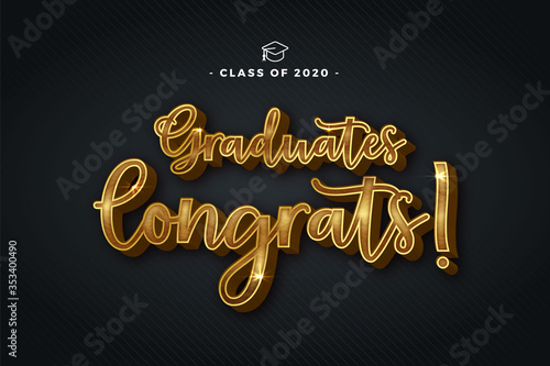 Class of 2020 Vector text for graduation gold design, congratulation event, T-shirt, party, high school or college graduate. bold lettering for greeting, invitation card