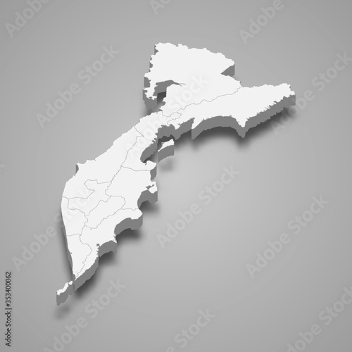 kamchatka 3d map region of Russia Template for your design