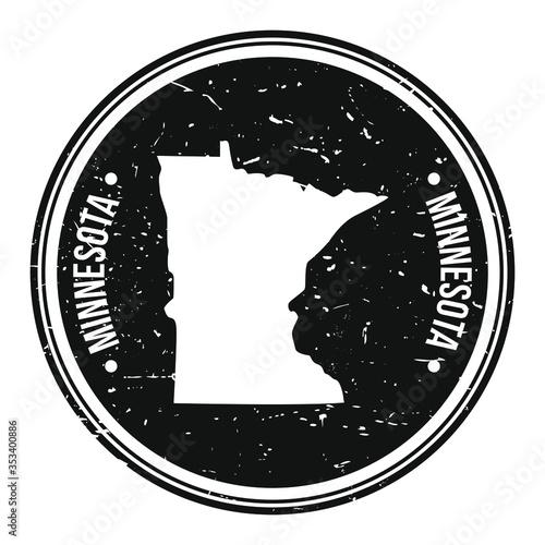 Minnesota Map Symbol Round Design Stamp Travel and Business.