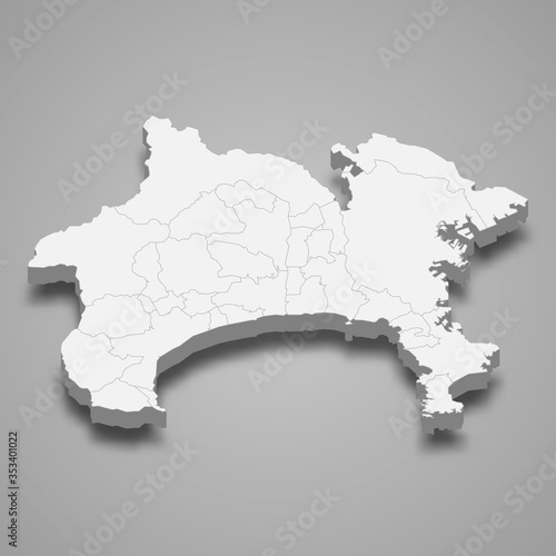Tableau sur toile kanagawa 3d map prefecture of Japan Template for your design