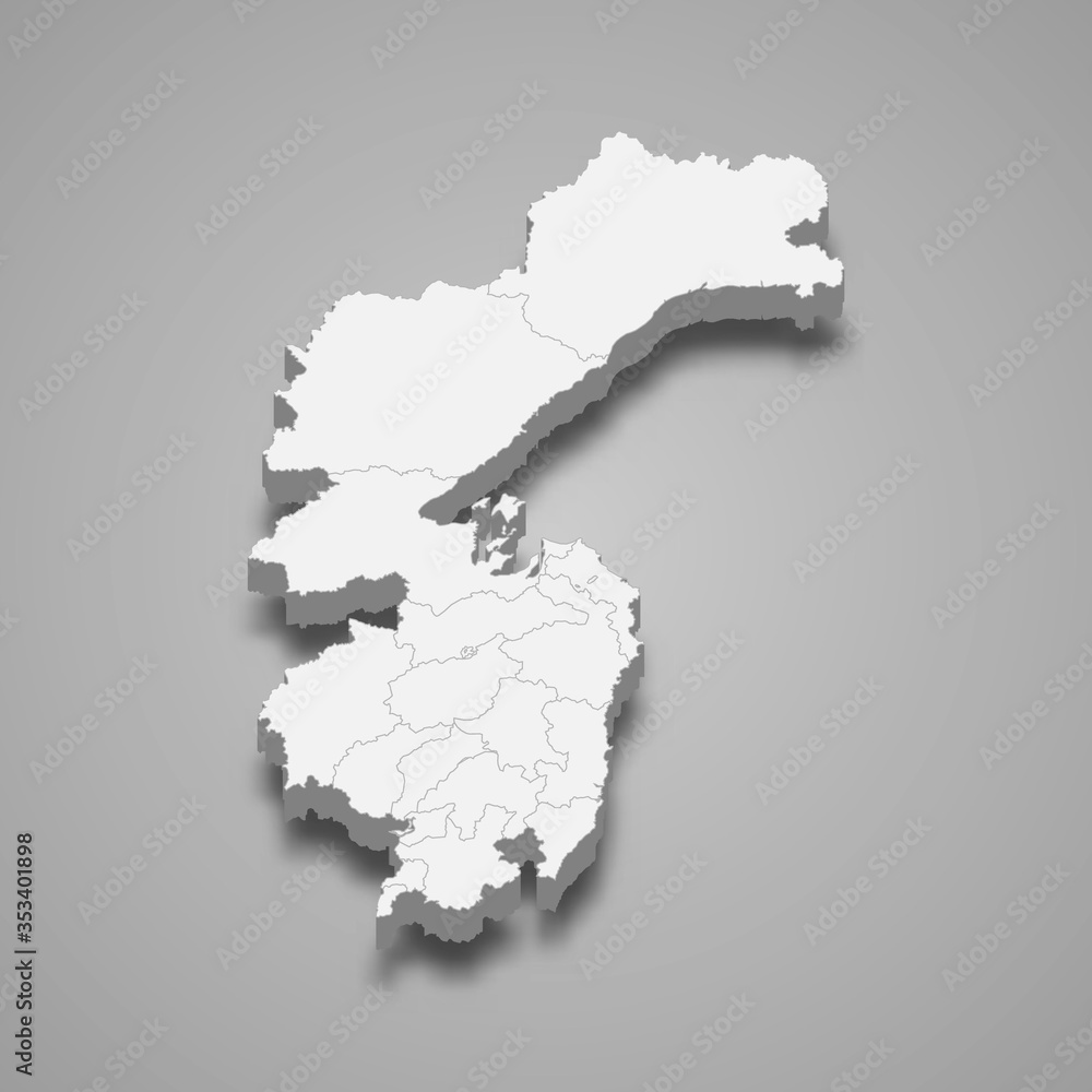 Khabarovsk Krai 3d map region of Russia Template for your design