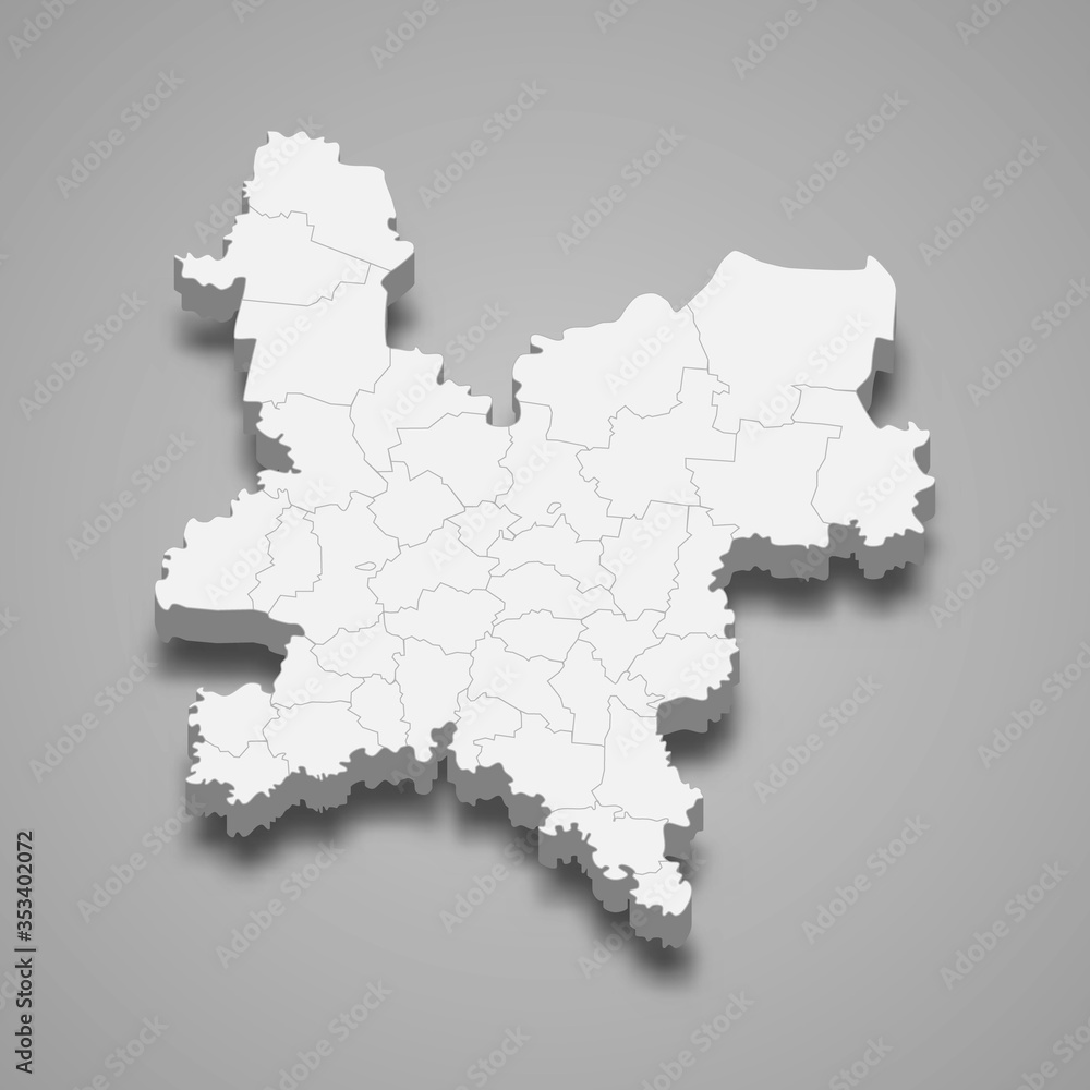 Kirov Oblast 3d map region of Russia Template for your design