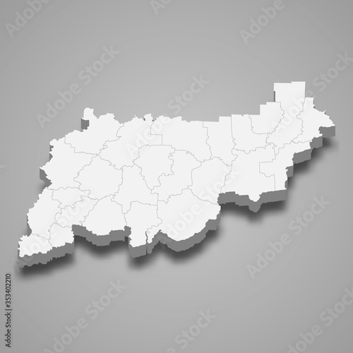 Kostroma Oblast 3d map region of Russia Template for your design