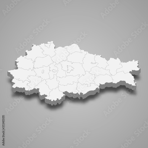 Kursk Oblast 3d map region of Russia Template for your design