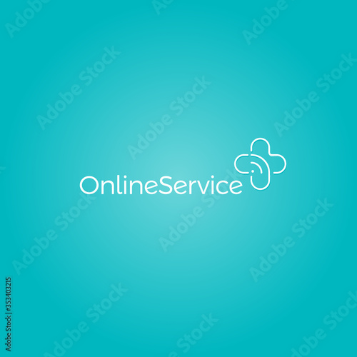 Medical cross emblem. Online medicine service logo. Telemedicine vector illustration. Distant doctor consultation app icon. Modern healthcare system application sign. Isolated hospital,clinic symbol.