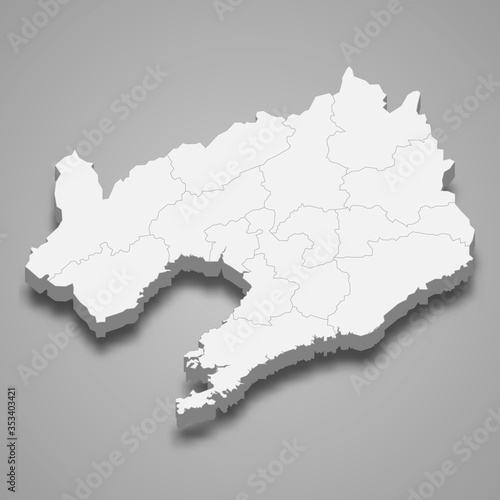 liaoning 3d map province of China Template for your design