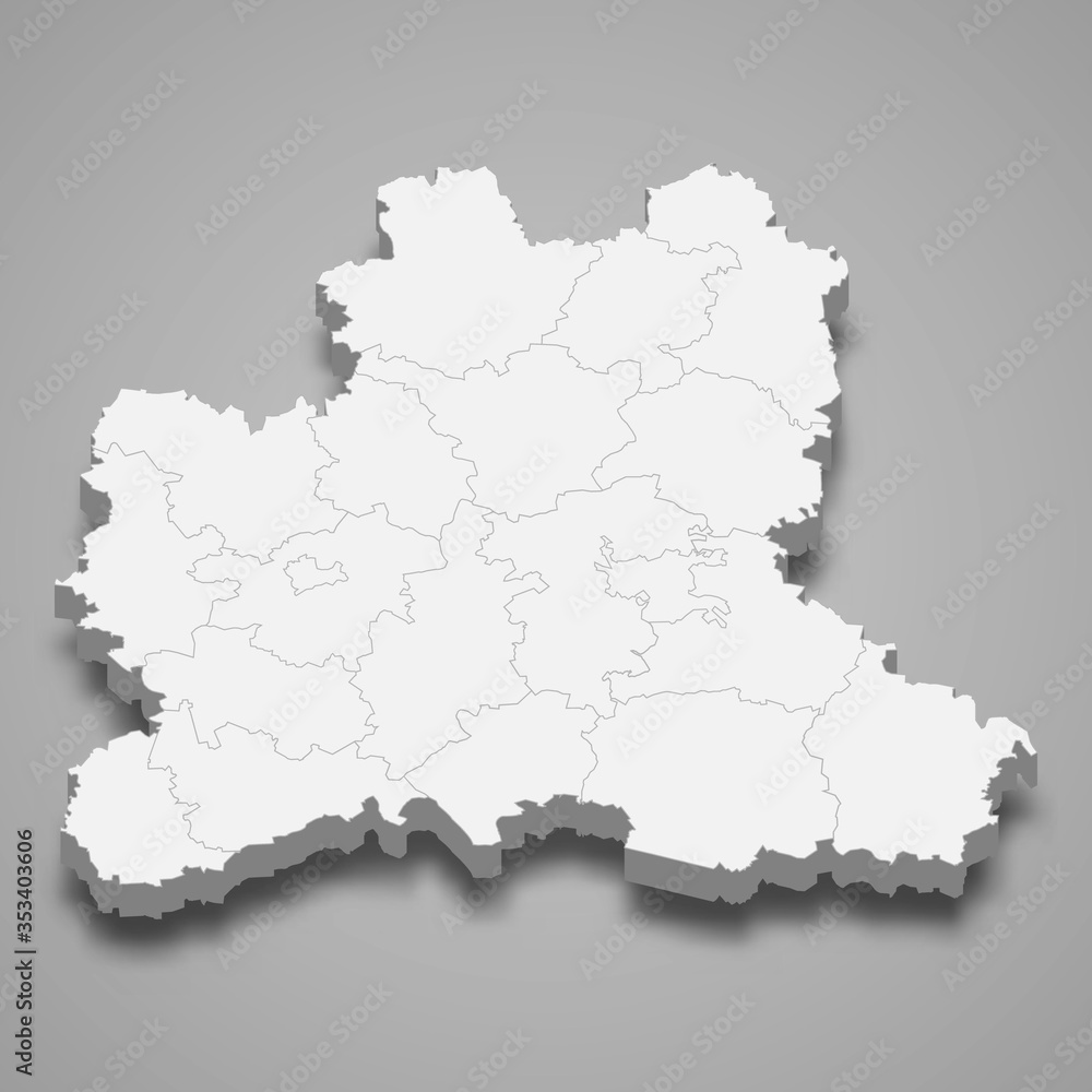 Lipetsk Oblast 3d map region of Russia Template for your design