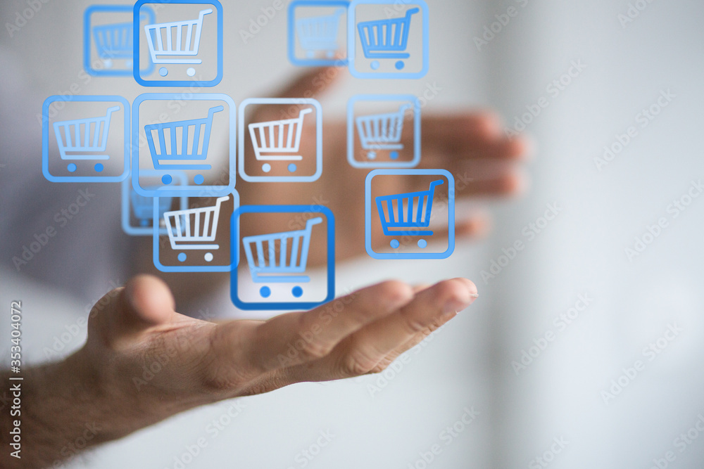 Shopping cart on digital tablet. Shopping online concept.. Shopping cart on digital tablet. Shopping online concept..