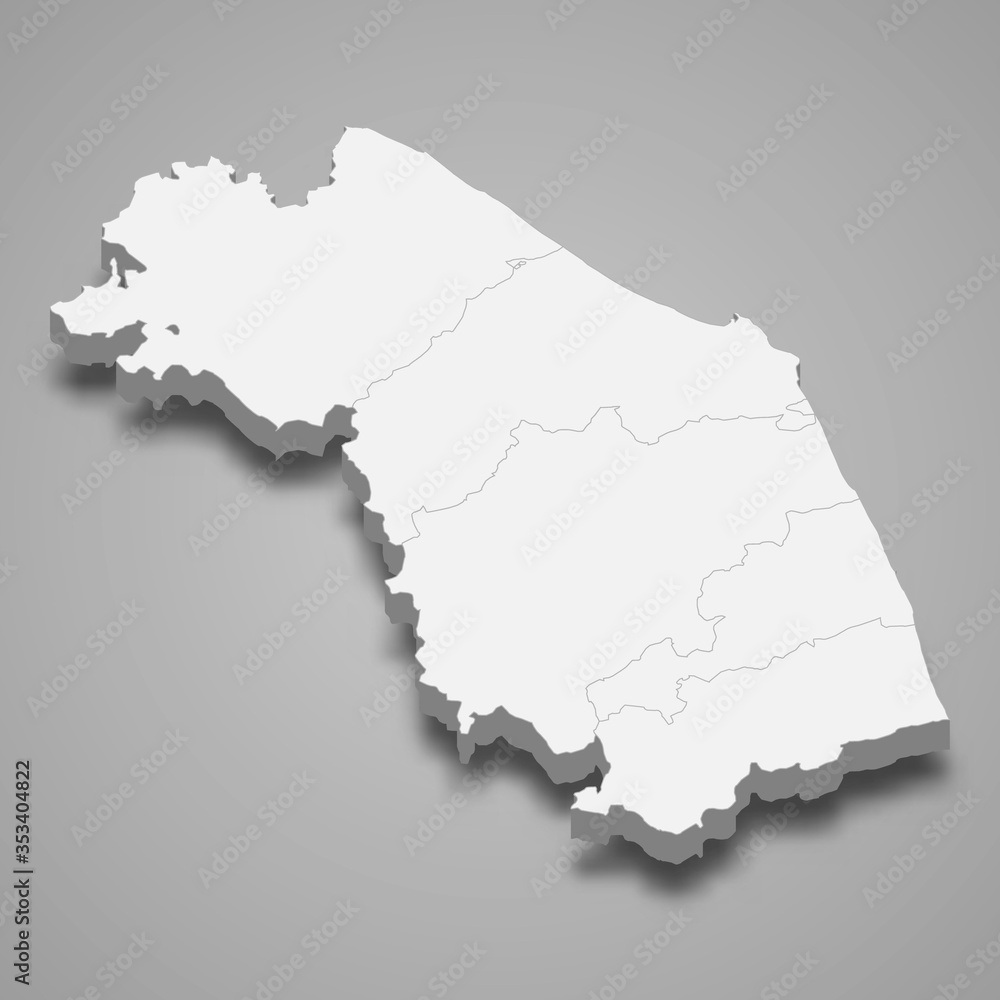 Marche 3d map region of Italy Template for your design Marche 3d map region of Italy Template for your design