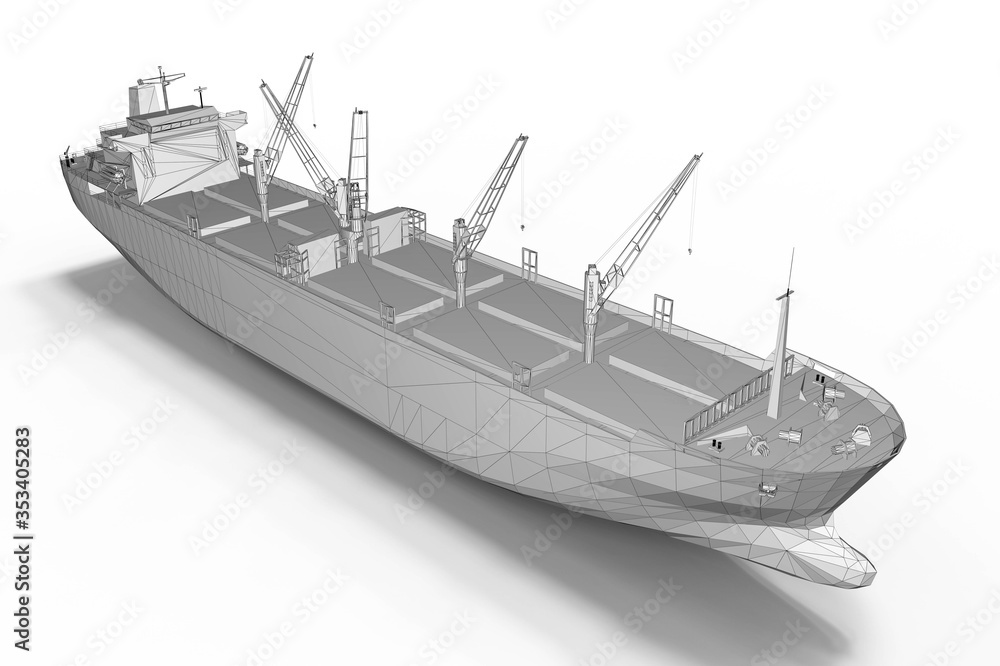 3D render representing development of a ship vessel 