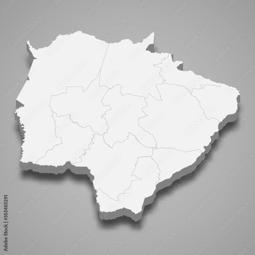 mato grosso do sul 3d map state of Brazil Template for your design