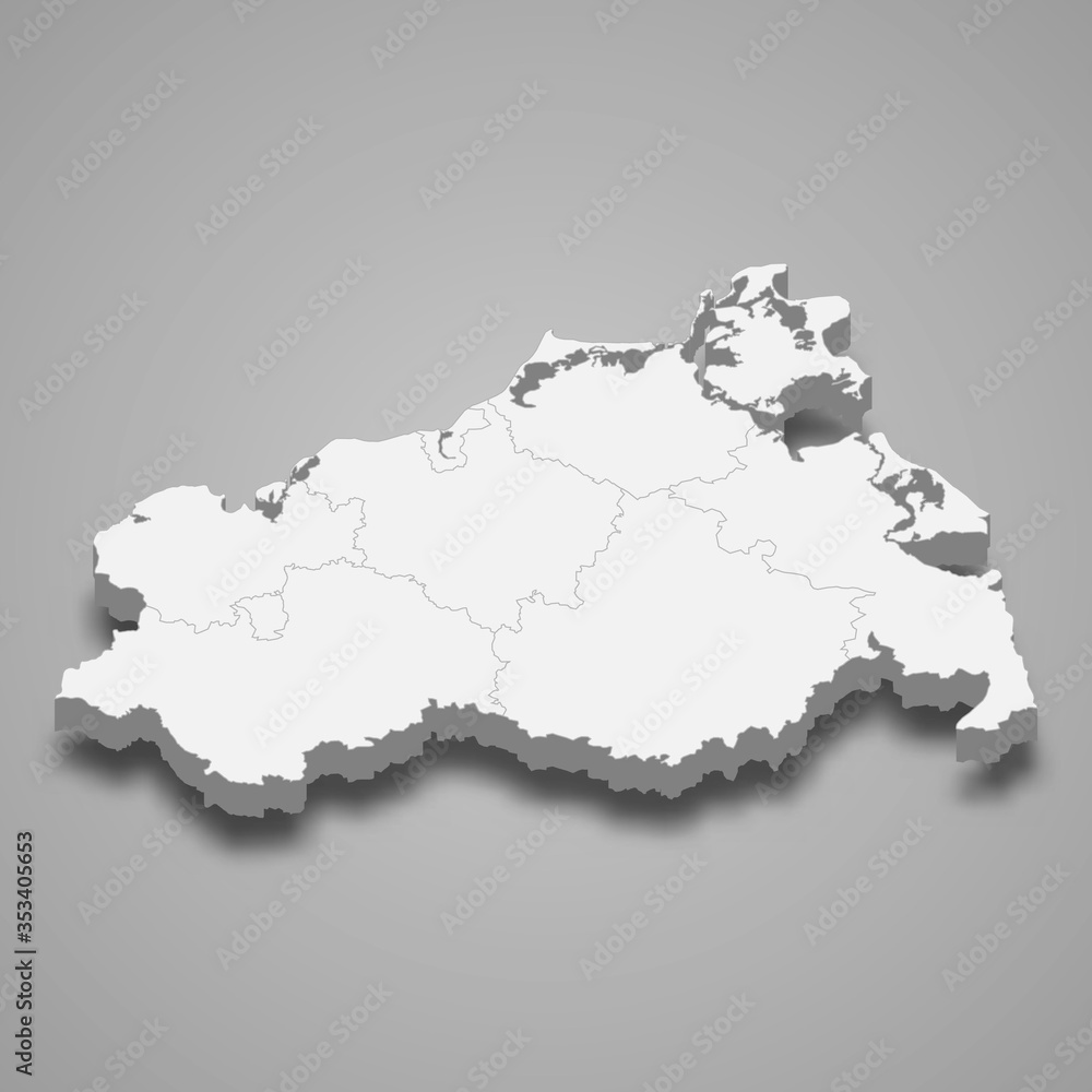 Fototapeta premium mecklenburg vorpommern 3d map state of Germany Template for your design