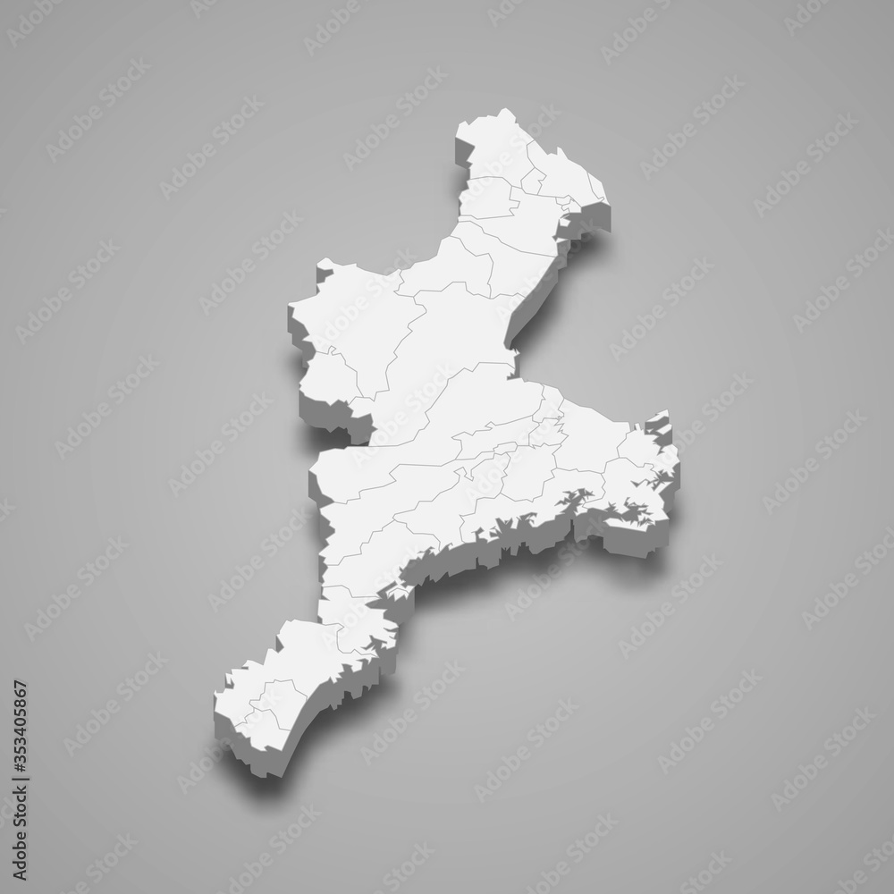 Mie 3d map prefecture of Japan Template for your design Mie 3d map prefecture of Japan Template for your design