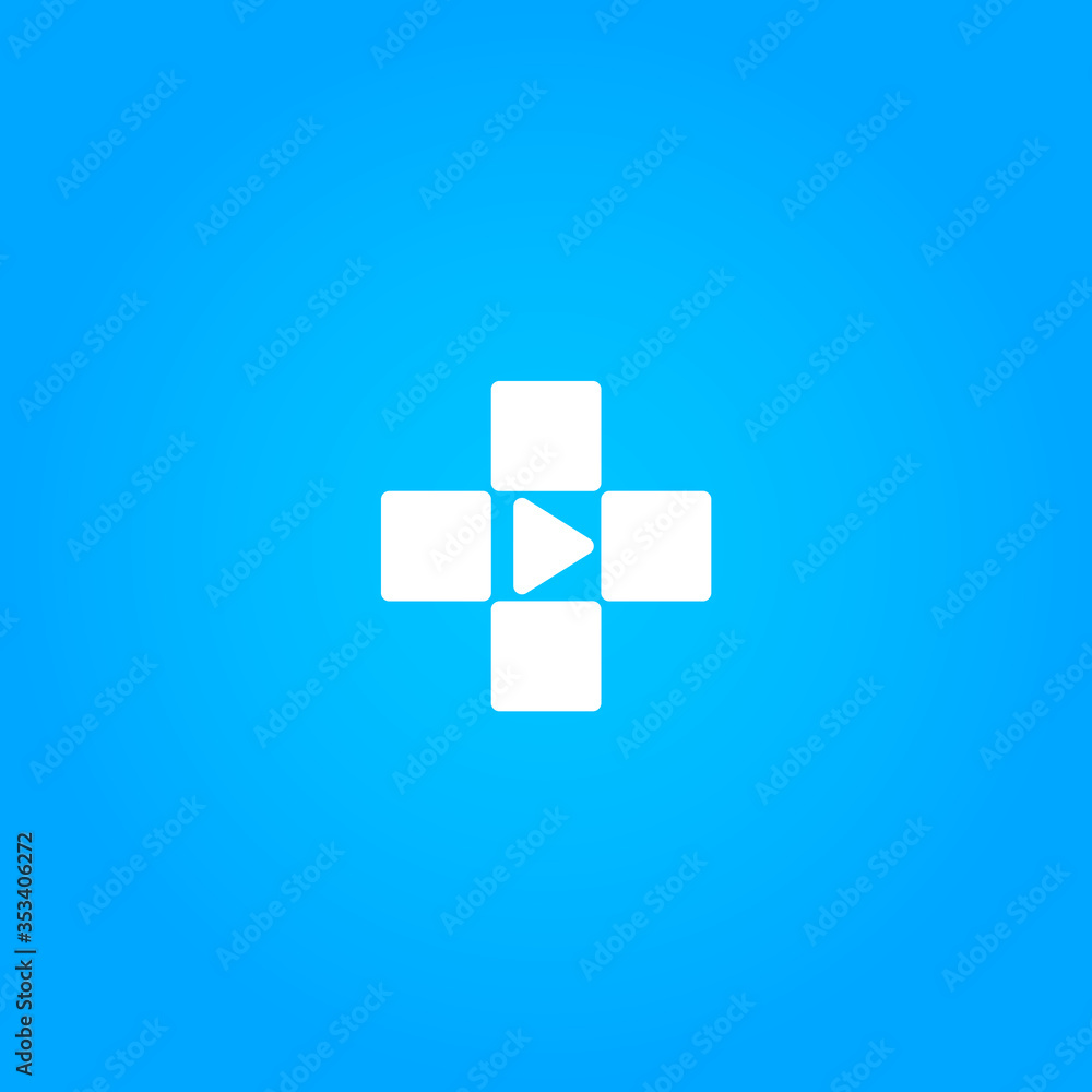 Obraz premium Medical cross logo. Distance doctor consultation emblem. Modern online healthcare system icon. Telemedicine sign. Distant check up app vector illustration. Isolated clinic, hospital, ambulance symbol.