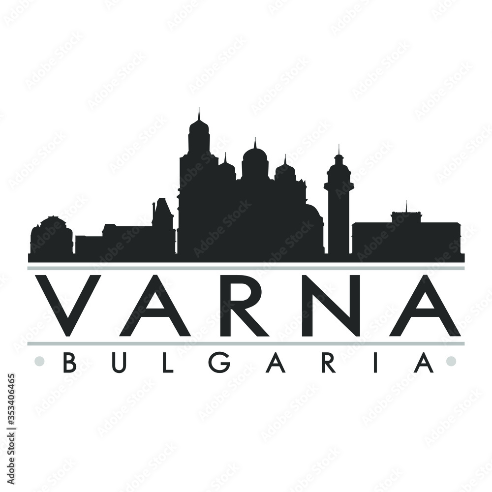 Varna Skyline Silhouette Design City Vector Art. - obrazy, fototapety, plakaty 