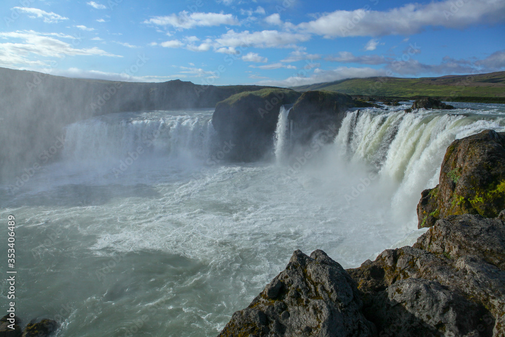 Amazing Iceland landscape at Dettifoss big waterfall in Northeast Iceland region. The most powerful waterfall in Europe. Amazing Iceland landscape at Dettifoss big waterfall in Northeast Iceland region. The most powerful waterfall in Europe.