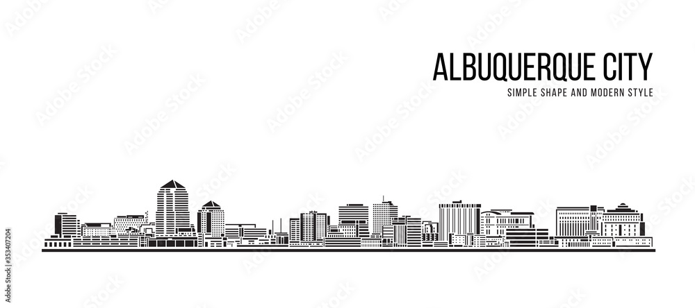 Cityscape Building Abstract Simple shape and modern style art Vector design - Albuquerque city