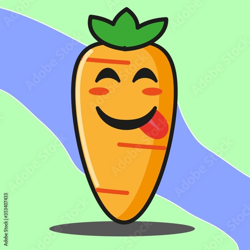 Cute carrot vegetables cartoon face mascot character vector design