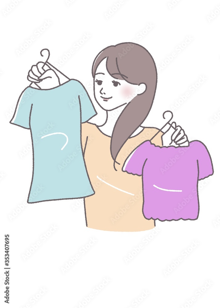 身支度 衣替え 用意 衣類 女性 イラスト Stock イラスト Adobe Stock
