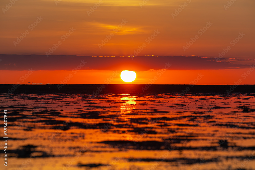 Sea and sunset along the coastline at Hin Kong Beach Phangan Island, Thailand. Feb 05 2019