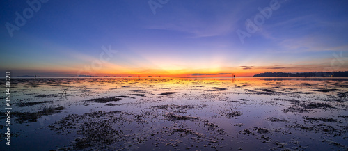 Sunset panorama scene at Hin Kong Beach  Koh Phangan  Thailand