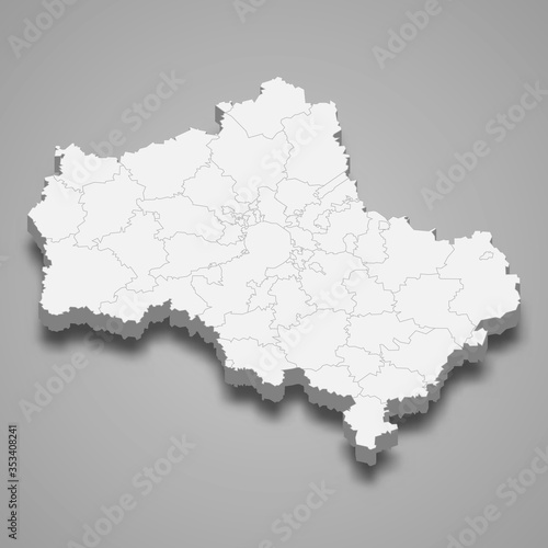 Moscow oblast 3d map region of Russia Template for your design