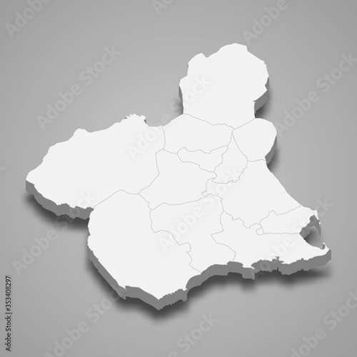 Murcia 3d region of Spain Template for your design