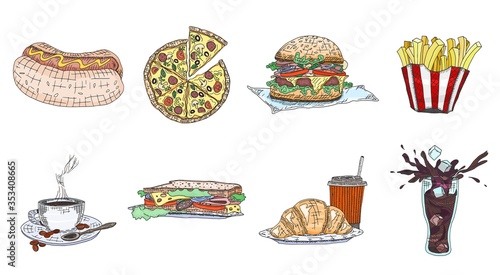fast food takeaway food collection colorful