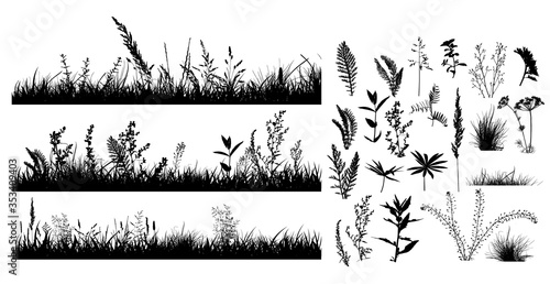 The silhouette of the grass set. Vector illustration