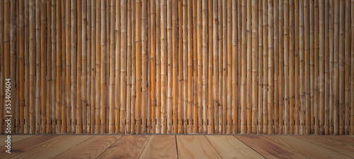 Room bamboo fence or wall texture background  for interior decoration .used as background studio wall for display your products.