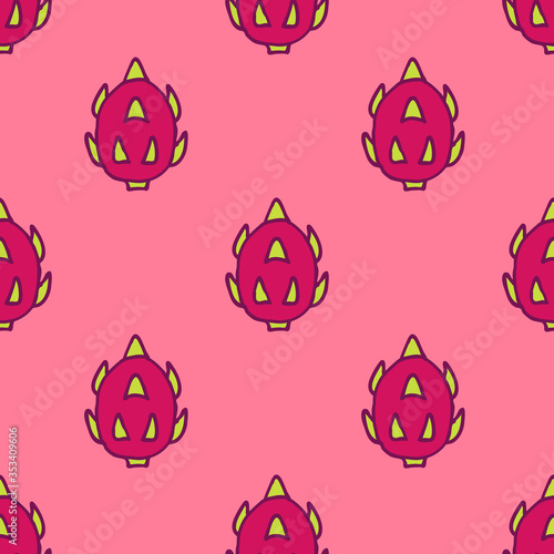 pitaya seamless doodle pattern