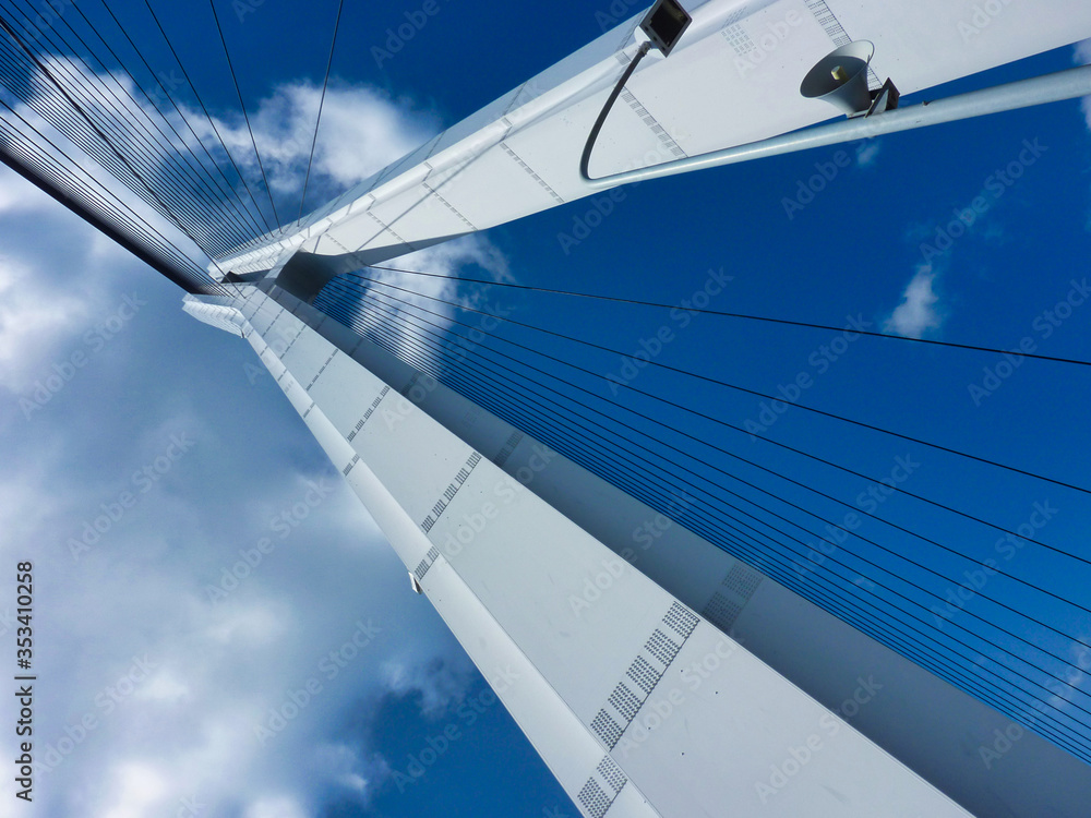 Fototapeta premium Most, dźwigar mostowy, niebo, architektura, niebieski, abstrakcyjny, chmura, biały