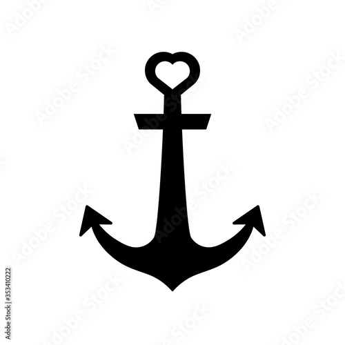 Anchor cross heart sign. Clipart image isolated on white background