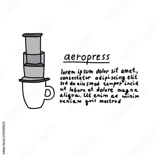 alternative coffee maker, device for brewing coffee doodle icon