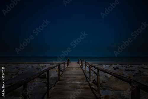 Wallpaper Mural Wooden bridge walkway to the beach on night sky Torontodigital.ca