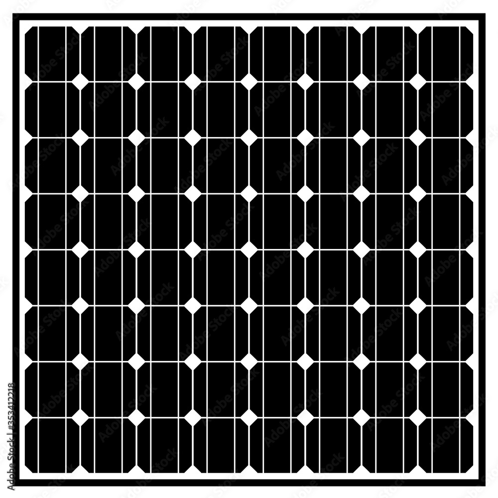 Black silicon photovoltaic electric solar panel texture Detailed vector illustration