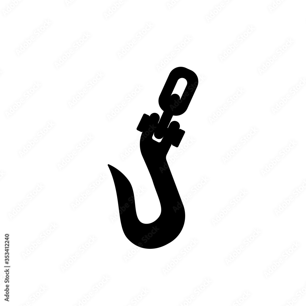 Hook tow chain silhouette icon. Clipart image isolated on white