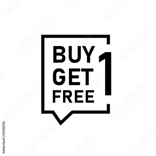 Buy 1 get 1 free speech bubble icon. Clipart image isolated on white background