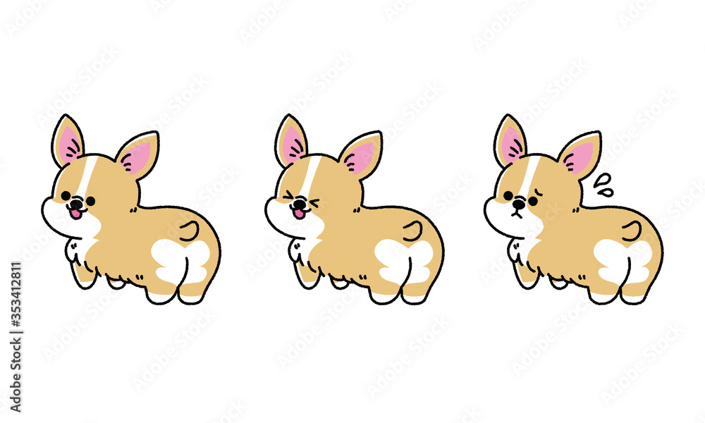 お尻を向ける可愛いコーギー犬イラストセット Stock ベクター Adobe Stock お尻を向ける可愛いコーギー犬イラストセット Stock ベクター Adobe Stock