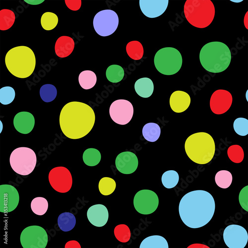 Bright seamless pattern with round spots. Simple vector illustration.